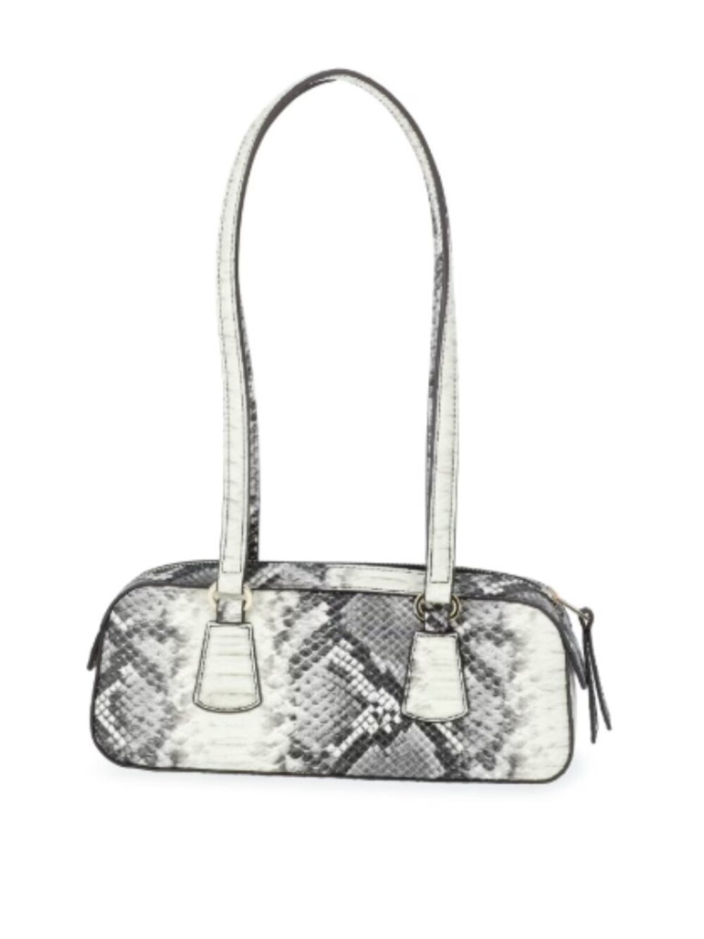 Snake-Print White and Gray Shoulder Bag
